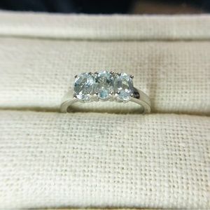 3 Stone White Topaz Ring
